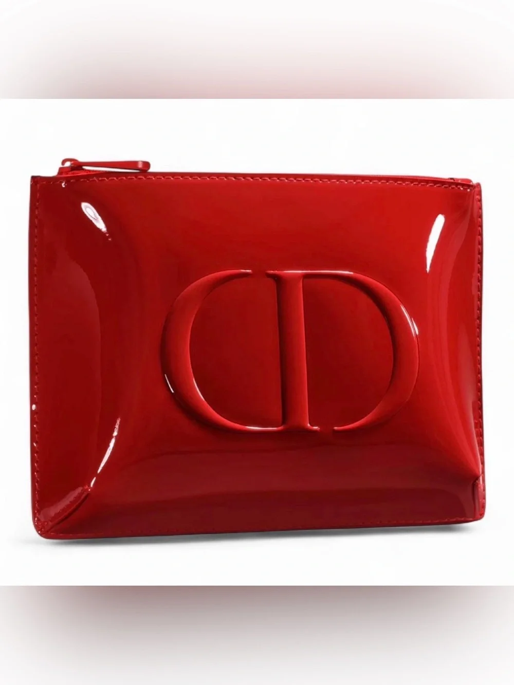 Dior Beauty✨❤️🤍⭐️GWP Red Patent Embossed CD Zip Cosmetic Pouch